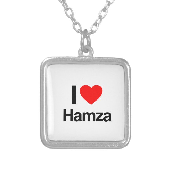 i love hamza silver plated necklace (Front)