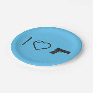 I Love Hand Guns Paper Plates