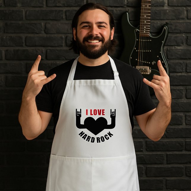 I Love Hard Rock Adult Apron (Creator Uploaded)