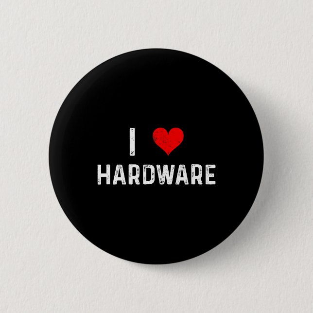 I Love Hardware - Heart Pc Gamer Gaming Build Code Button (Front)