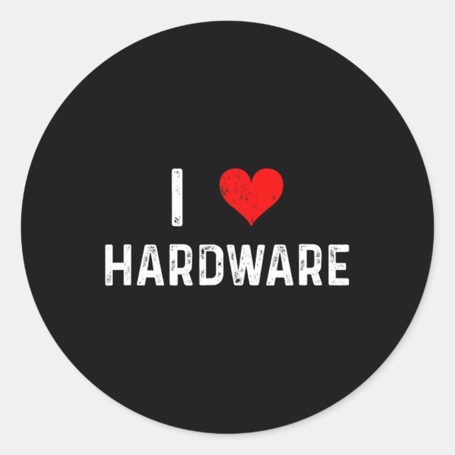 I Love Hardware - Heart Pc Gamer Gaming Build Code Classic Round Sticker (Front)