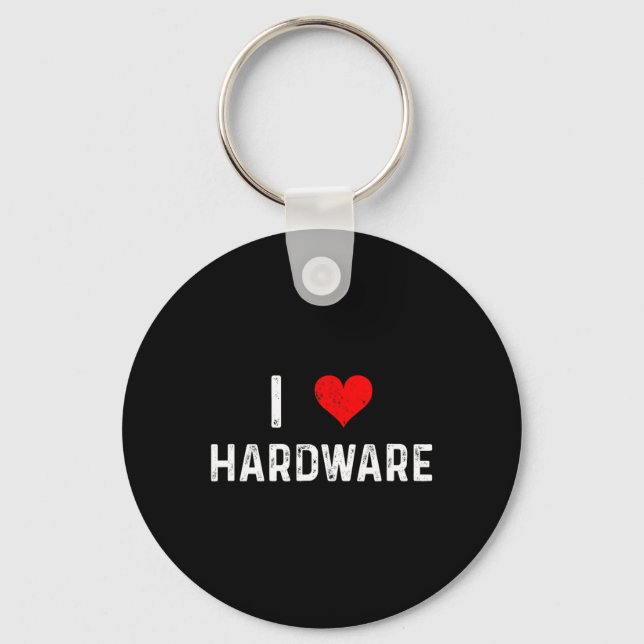 I Love Hardware - Heart Pc Gamer Gaming Build Code Keychain (Front)