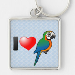 I Love Harlequin Macaws Premium Square Keychain