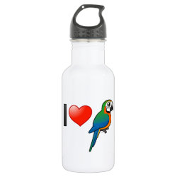 I Love Harlequin Macaws Water Bottle (24 oz)