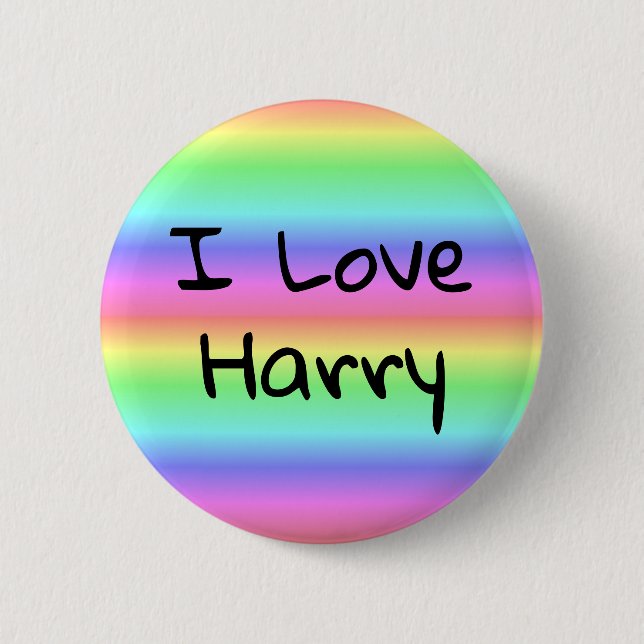 I Love Harry Rainbow Pride Button (Front)