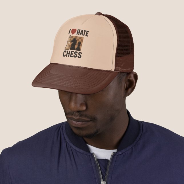 I Love-Hate Chess trucker hat (In Situ)