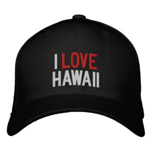 I LOVE HAWAII EMBROIDERED BASEBALL CAP