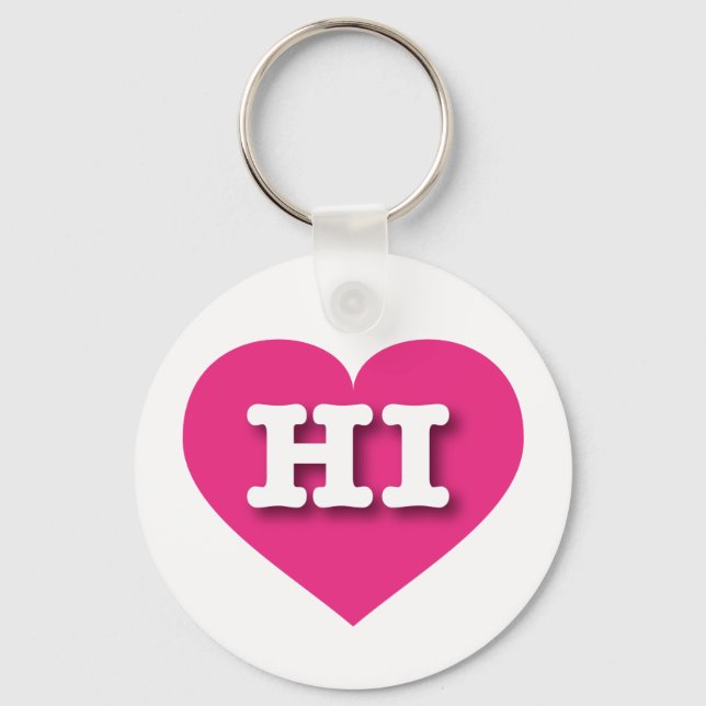 I love Hawaii - HI hot pink heart Keychain (Front)