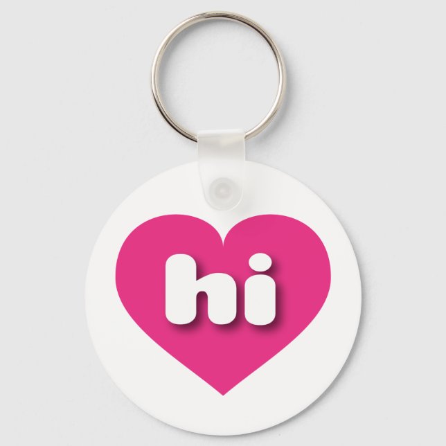 I love Hawaii - hi hot pink heart  Keychain (Front)