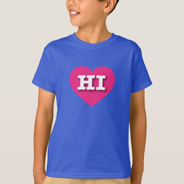 I love Hawaii - HI hot pink heart T-Shirt (Front)