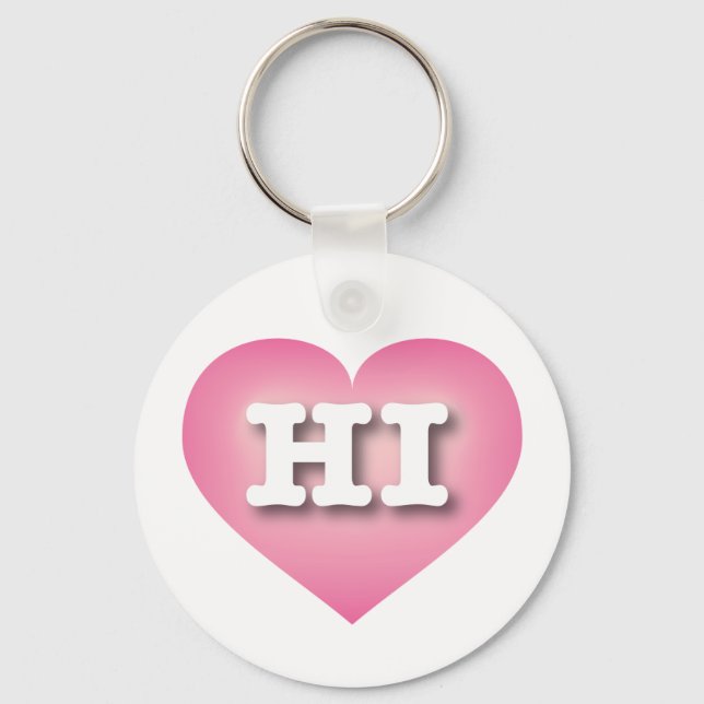 I love Hawaii - HI pink fade heart Keychain (Front)