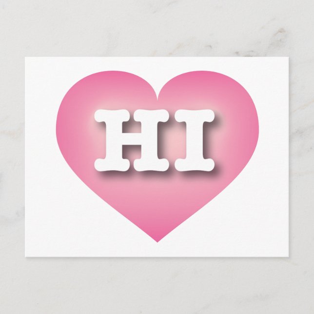 I love Hawaii - HI pink fade heart Postcard (Front)