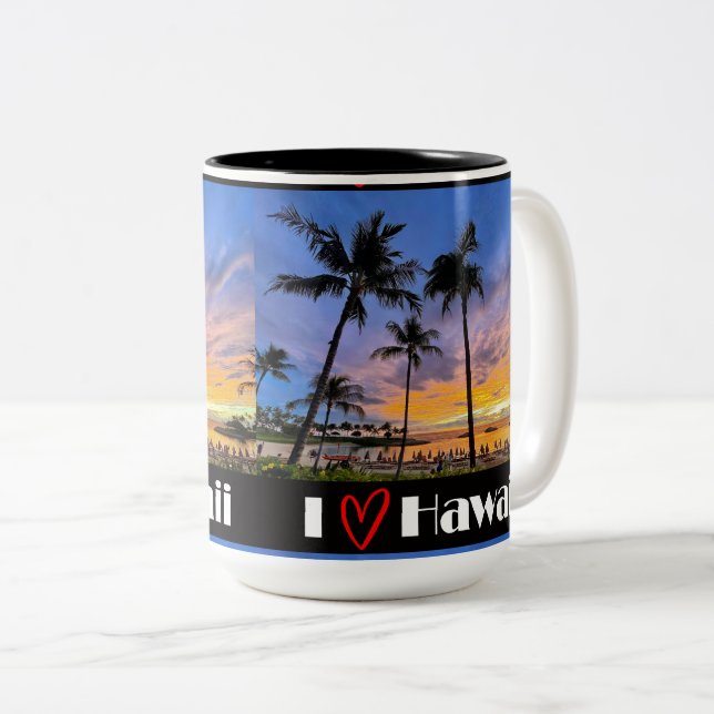 I Love Hawaii Lg Two-Tone Coffee Mug (Front Right)