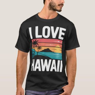 I Love Hawaii Palm Trees Ocean T-Shirt