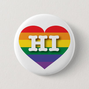 I Love Hawaii Rainbow Heart Button