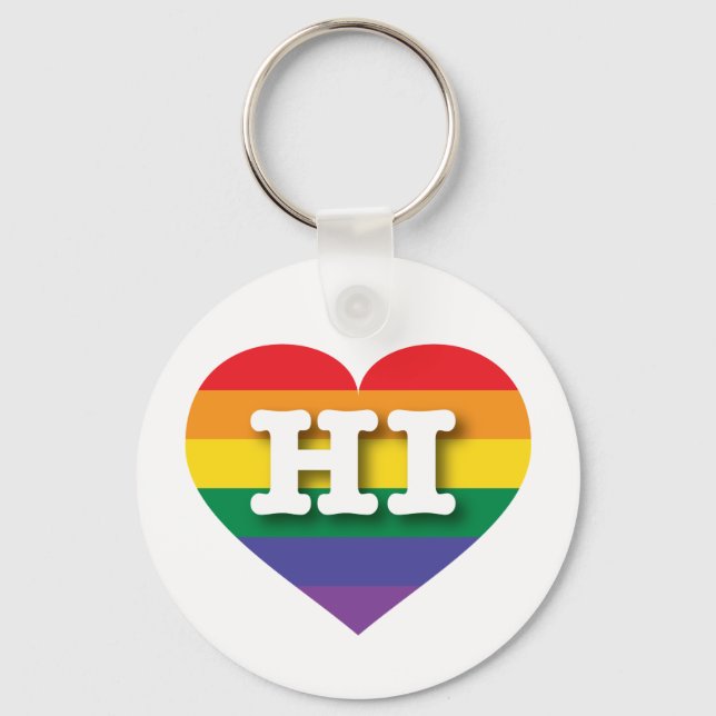 I Love Hawaii Rainbow Heart Keychain (Front)