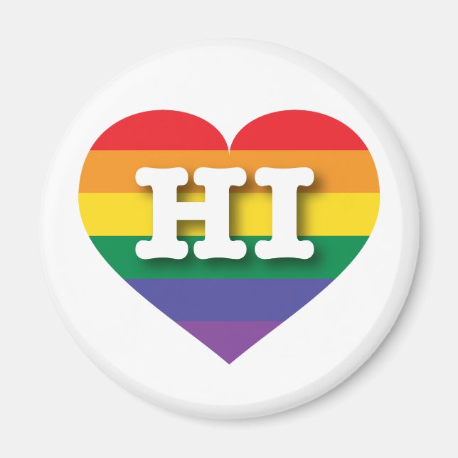 I Love Hawaii Rainbow Heart Magnet (Front)