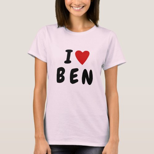 I love heart 3 letter custom bold text name T_Shirt
