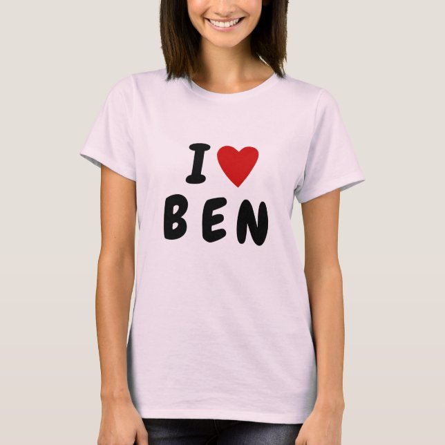 I love heart 3 letter custom bold text name T-Shirt (Front)
