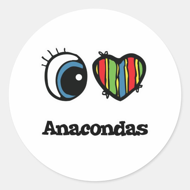I Love (Heart) Anacondas Classic Round Sticker (Front)