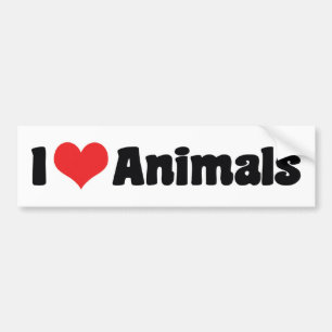 I Love Heart Animals - Animal Lover Bumper Sticker