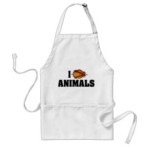 I Love Heart Animals - BBQ Cookout Lovers Adult Apron
