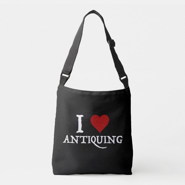 I Love (Heart) Antiquing Crossbody Bag (Front)