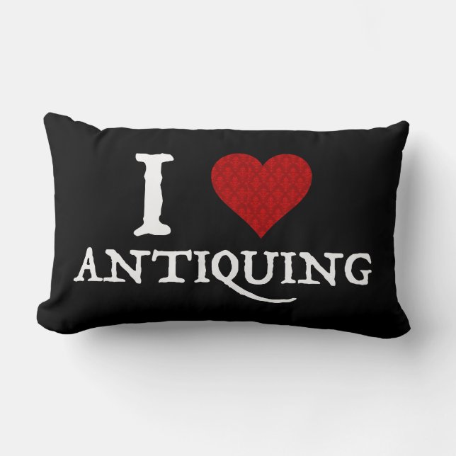I Love (Heart) Antiquing Lumbar Pillow (Front)