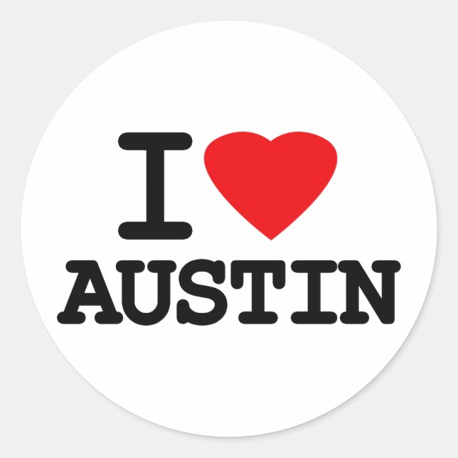 I Love Heart Austin Texas Classic Round Sticker (Front)