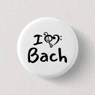 I love heart Bach Classical Music Black Text Button