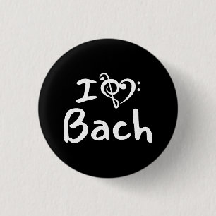 I love heart Bach Classical Music White Text Button