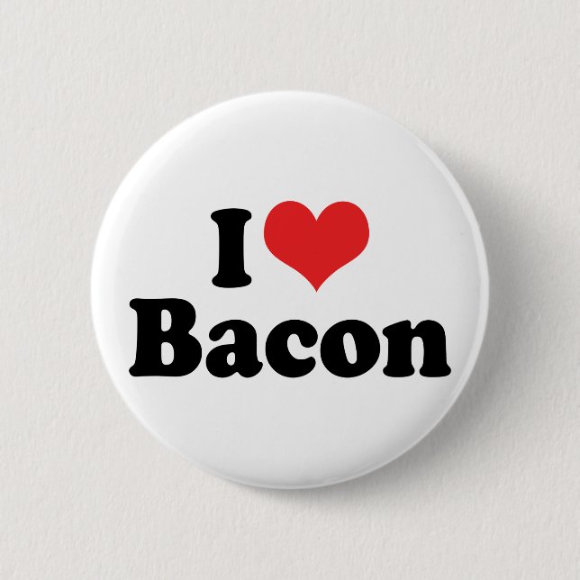 I Love Heart Bacon - Bacon Lover Pinback Button (Front)