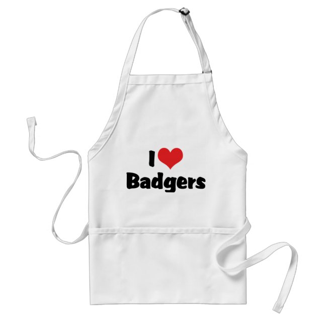 I Love Heart Badgers Adult Apron (Front)