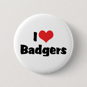 I Love Heart Badgers Pinback Button