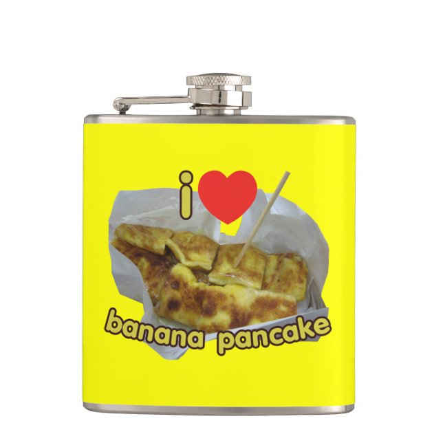 I Love (Heart) Banana Pancake ... Thai Street Food Flask (Front)