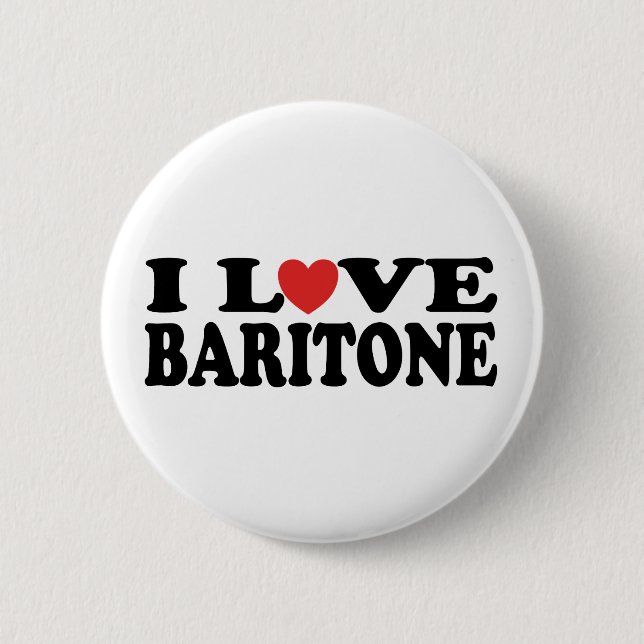 I Love Heart Baritone Gift Pinback Button (Front)