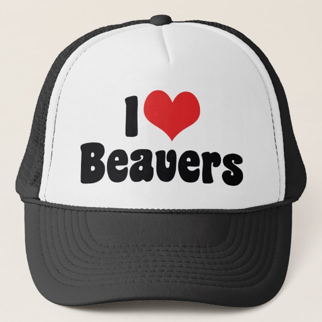 I Love Heart Beavers Trucker Hat (Front)