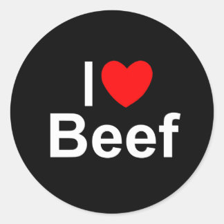 I Love (Heart) Beef Classic Round Sticker