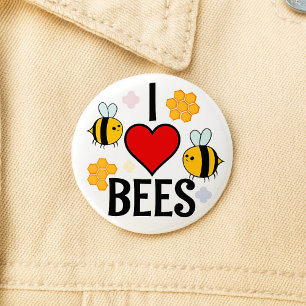 I Love, Heart, Bees Button