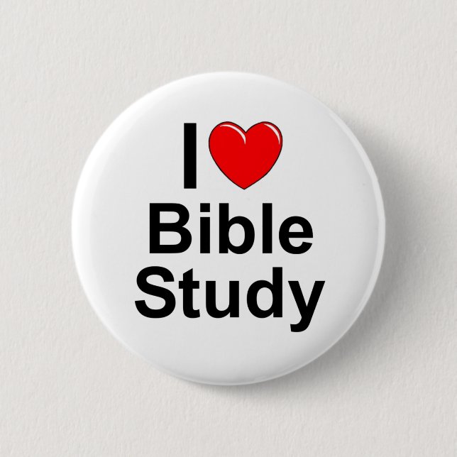 I Love (Heart) Bible Study Pinback Button (Front)