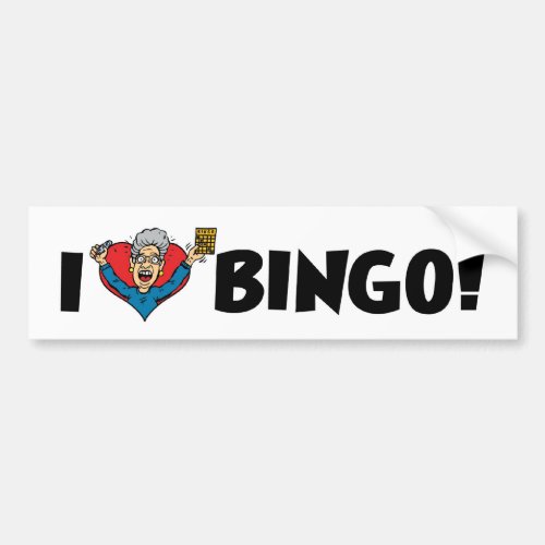 I Love Heart Bingo _ Bingo Lovers Bumper Sticker