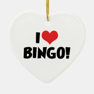 I Love Heart Bingo! - Bingo Lovers Ceramic Ornament