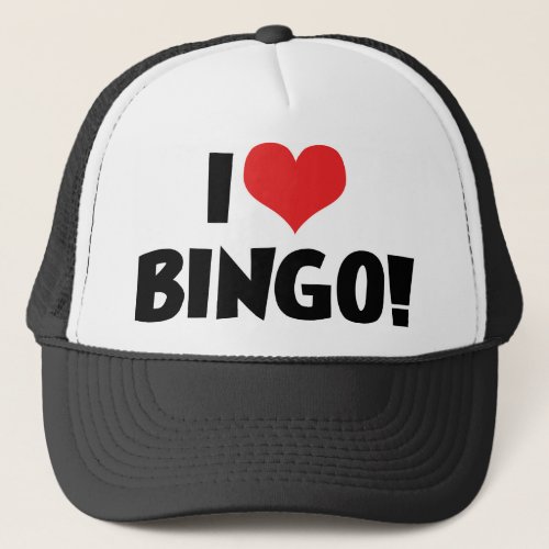 I Love Heart Bingo _ Bingo Lovers Trucker Hat