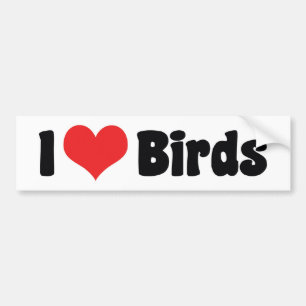 I Love Heart Birds Bumper Sticker
