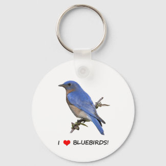 I Love (heart) Bluebirds Keychain