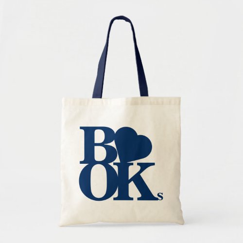 I Love heart BOOKS _ in blue tote bag