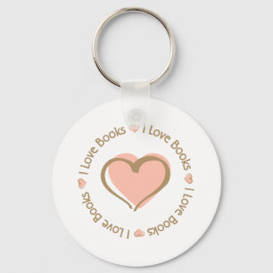 I Love Heart Books Keychain