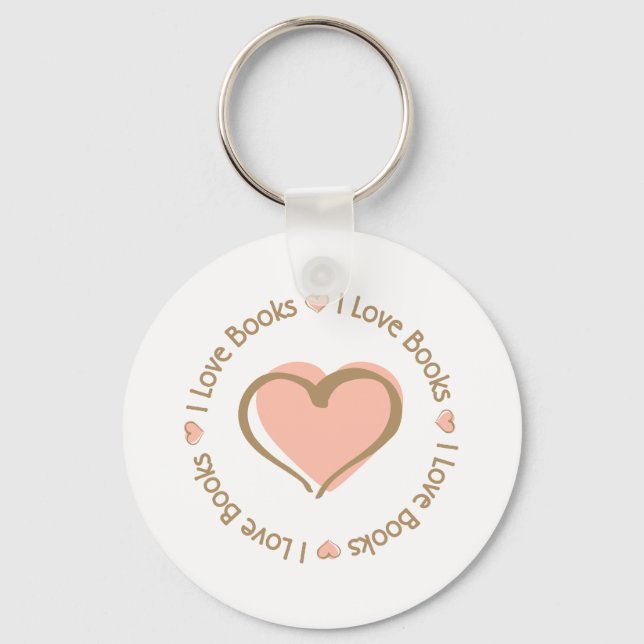 I Love Heart Books Keychain (Front)
