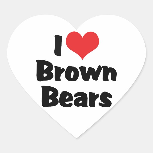 I Love Heart Brown Bears Sticker (Front)