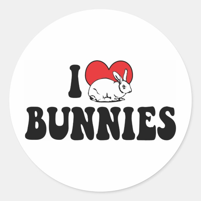 I Love Heart Bunny Rabbits Classic Round Sticker (Front)